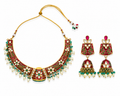 Maroon Kundan Meenakari Choker Necklace Set with Jhumka Earrings
