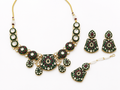 Traditional Kundan Meenakari Bridal Jewellery Set with Earrings & Maang Tikka (Green & Maroon)