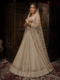 Champagne Gold Hand-Embroidered Bridal Lehenga Set with Dupatta