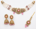 Blush Pink Kundan Bridal Jewellery Set with Pearl Strands – Rent