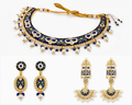 Royal Blue Meenakari Choker Necklace Set with Dual Earring Options