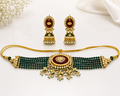 Royal Kundan Green  necklace & Jhumka Set | Bridal Jewelry Rental