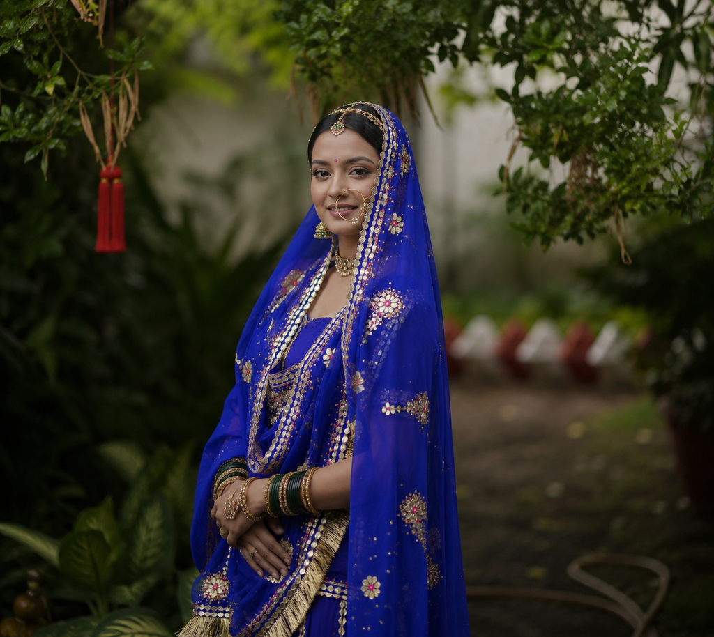 Royal Blue Zardosi Bridal Poshak – Luxury Heritage Couture (Rental)