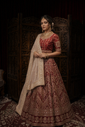 Bridal Embroidered Maroon Blouse with Gold Work (Rental)