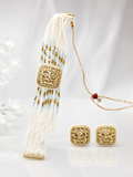 Kundan Pearl choker Set with Stud Earrings | Bridal Jewelry Rental