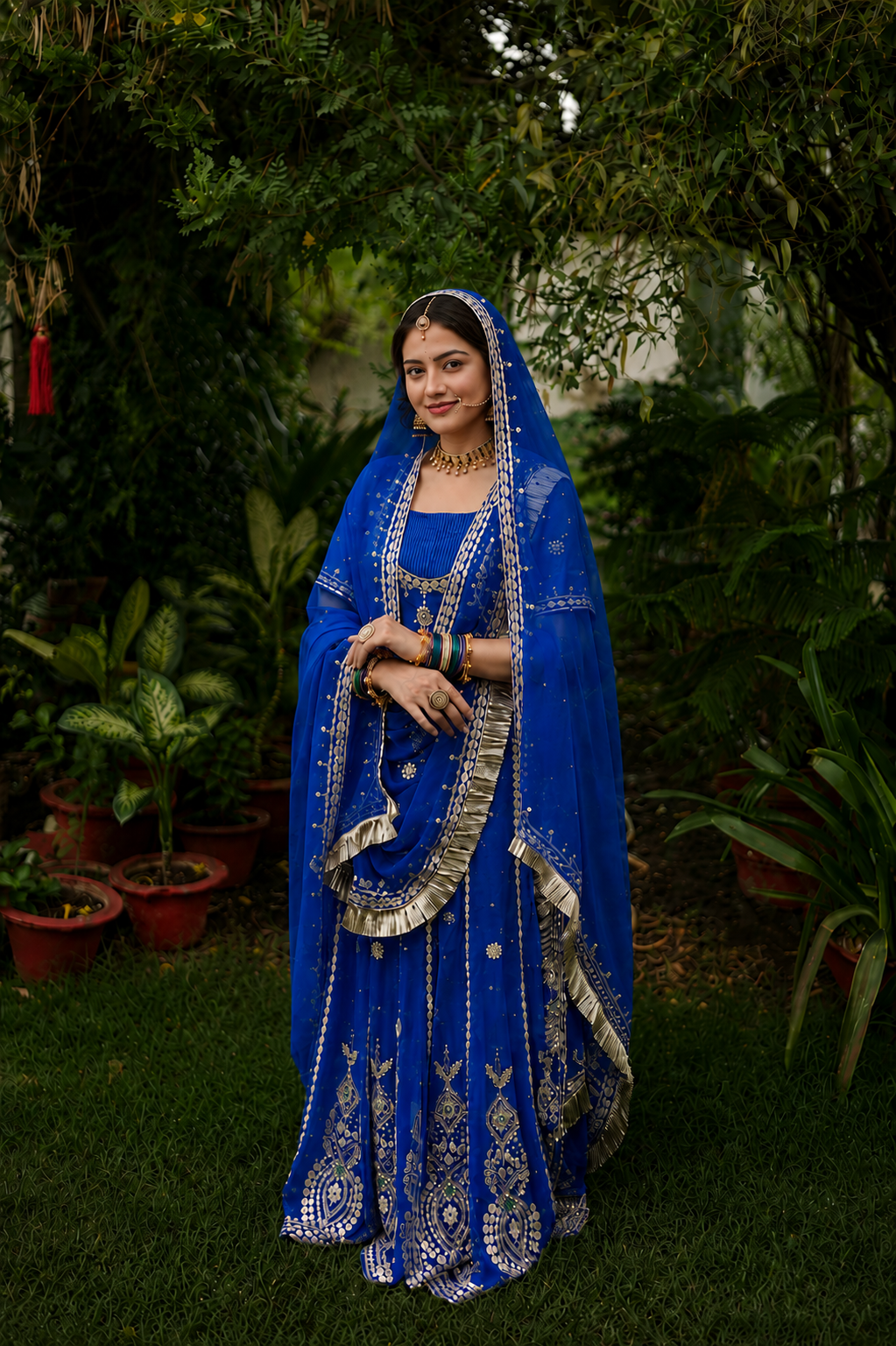 Royal Blue Zardosi Bridal Poshak – Luxury Heritage Couture (Rental)