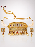 Royal Kundan aad Set with Matching Earrings | Gold-Plated aad necklace