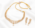 Luxury CZ Gold-Plated Necklace & Earrings Set | Bridal Jewellery | Rent Available