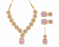 Lavender Floral Kundan Jewellery Set with Maang Tikka (Rental)